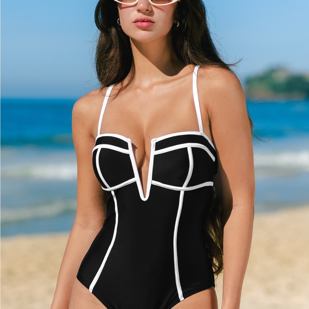 NEW!! Unworn. Elegant Black and White Women's Swimsuit